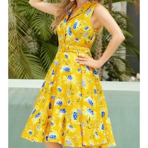 Orange - Multi | Jani | Fit & Flare Dress with Pockets